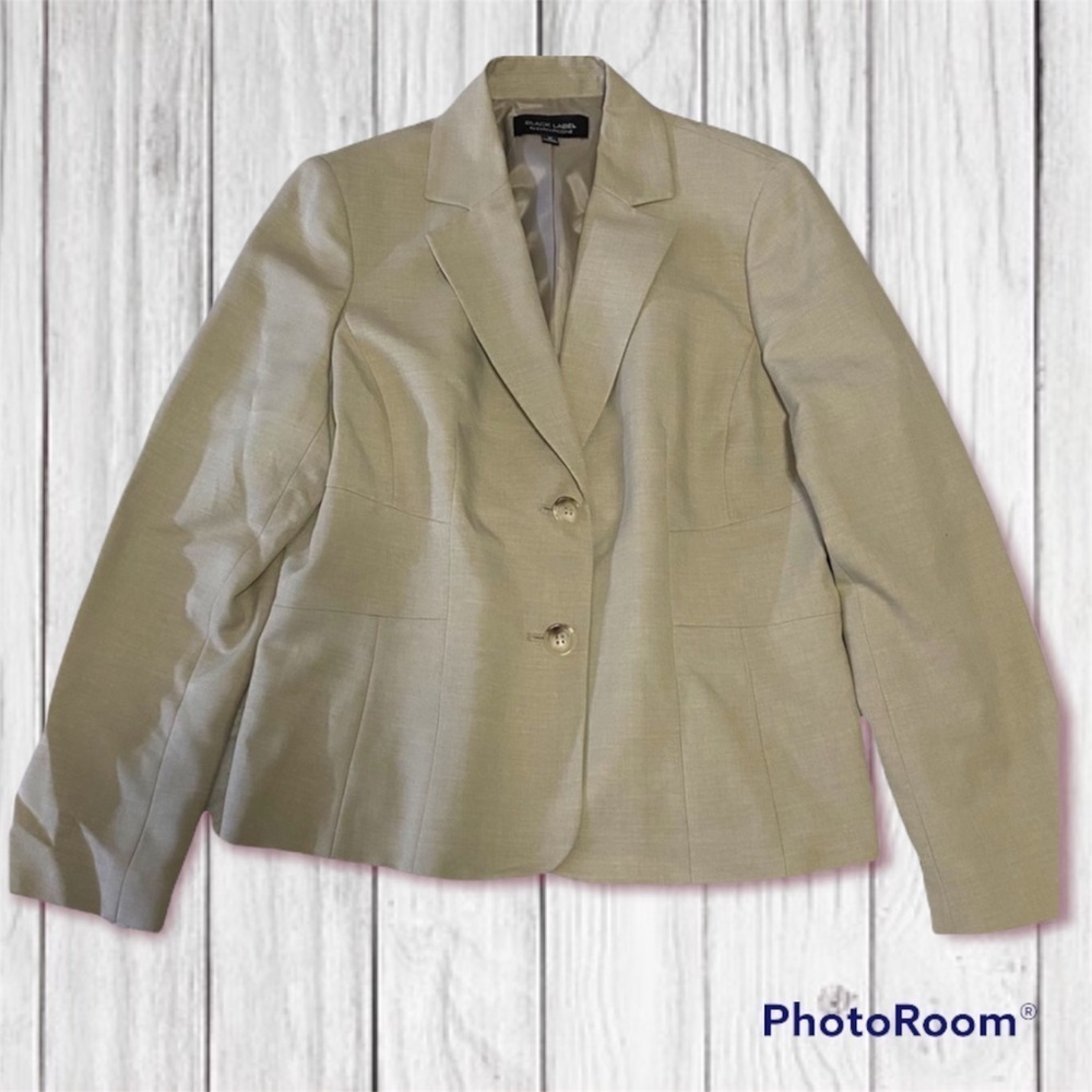 Black Label by Evan Picone Tan Blazer Size 14